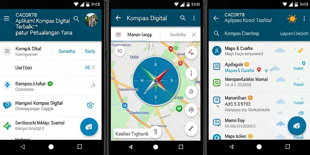 Tampilan antarmuka CACOR78 dengan kompas digital yang akurat dan fungsi navigasi.