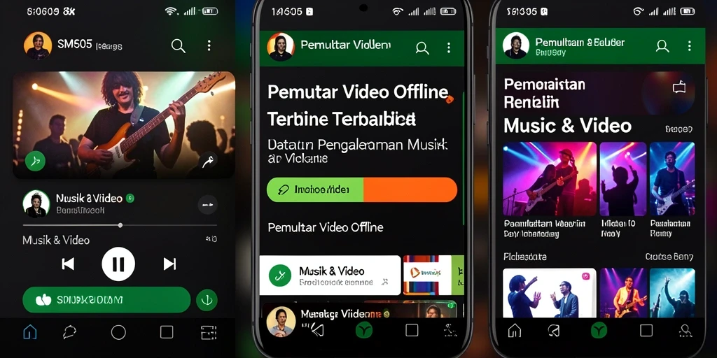 Tampilan antarmuka SM605 dengan fitur pemutar video offline.