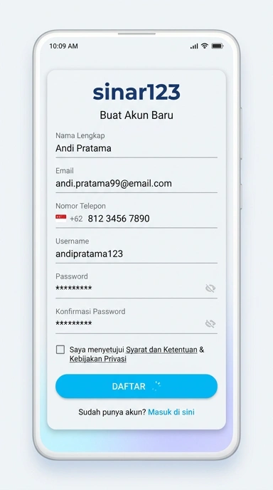 Cara Registrasi Akun Sinar123 untuk Pengguna Android
